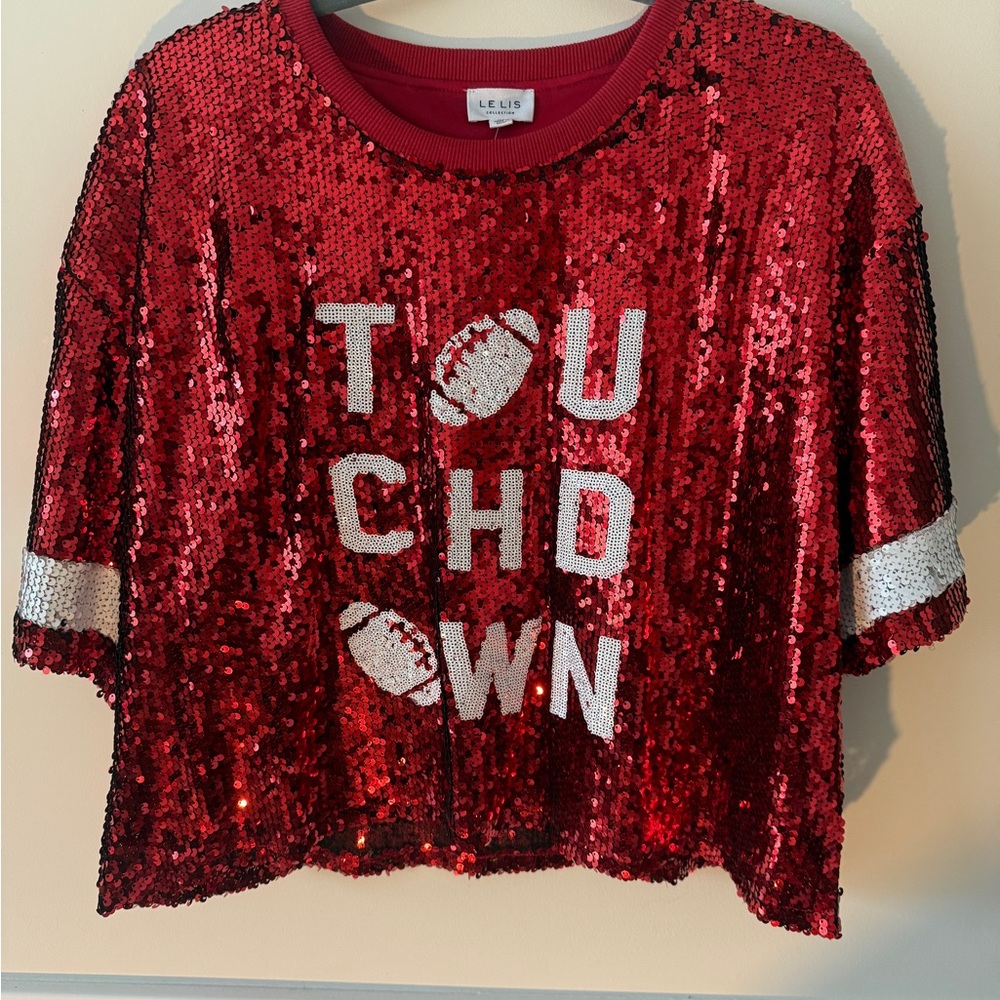 LeLis Collection RED sequined 
Football 🏈 Crop Top